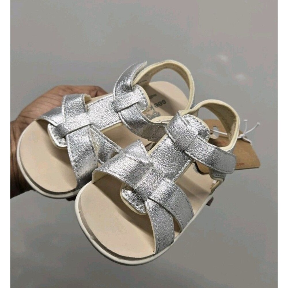 See Kai Run Basics Toddler Logan T-Strap Unisex Sandals Silver - Picture 6 of 6